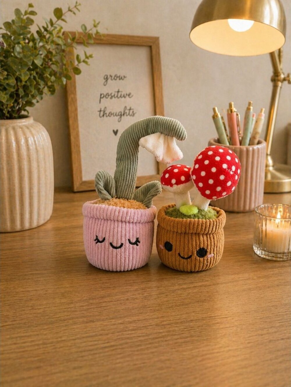New Linzy Toys Plant Pals Buddies Potted Plush Stuffed Toy Mushroom Flower Decor